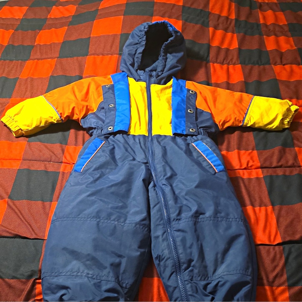OshKosh B'gosh Vintage Boys 3T Colorblock Hooded One-Piece Nylon Snowsuit
